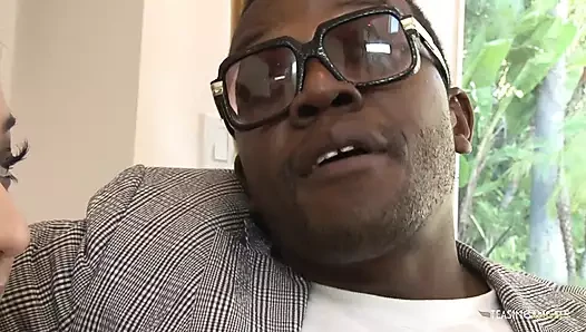 To experience her first black cock the brunette seduces him with her lew...