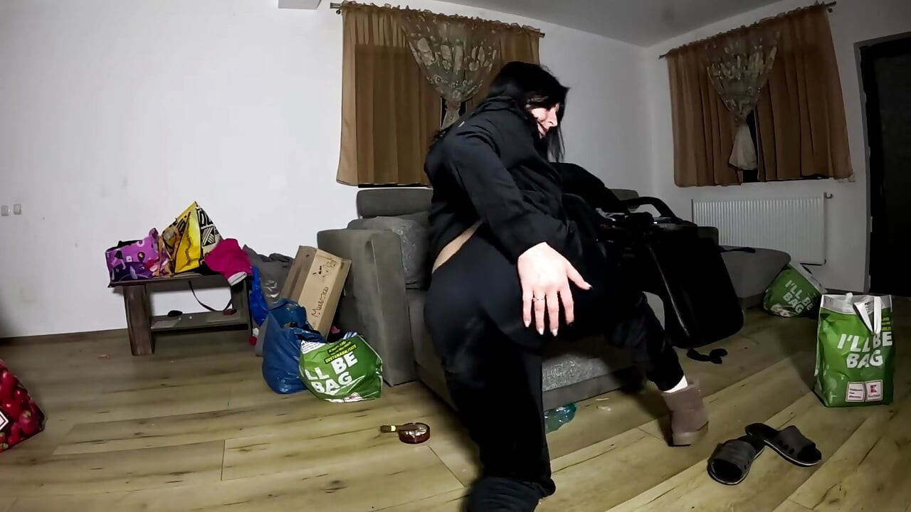Velvet Tracksuit Tease - Smoking, Big Tits & Black Thong Flash