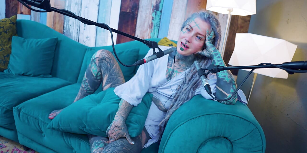 I talk about H - Happiness - ASMR podcast SFW talking goth skinny girl dreadlocks tattoo model inked girl