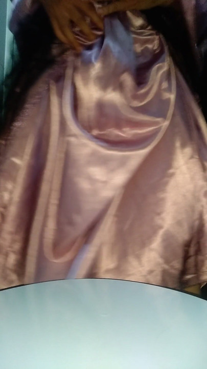 Masturbating and cumming wearing cute and gorgeous satin longdress | Clip 1