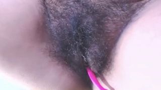 hairy Mexican shows her pussy