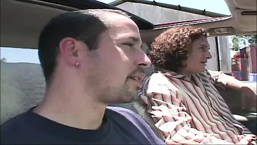 Two big cocks penetrate a milf's pussy and anus into the lake