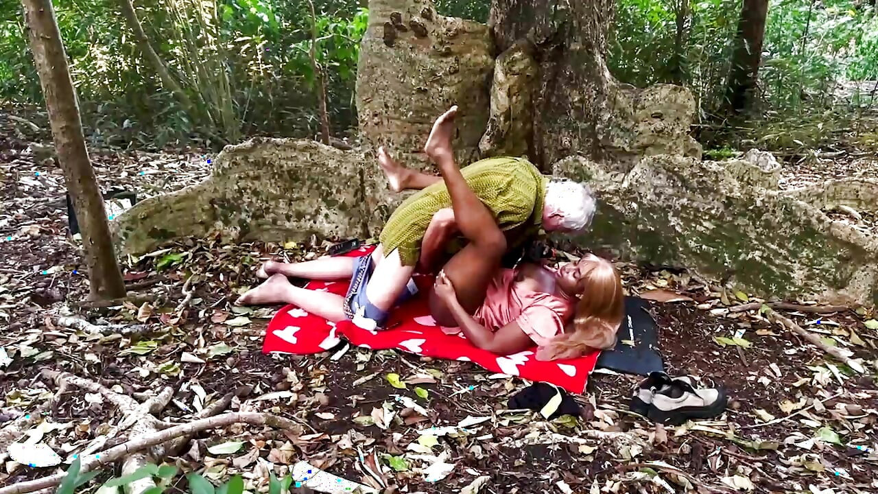 We rolled out the yoga mat between the tree roots and fucked