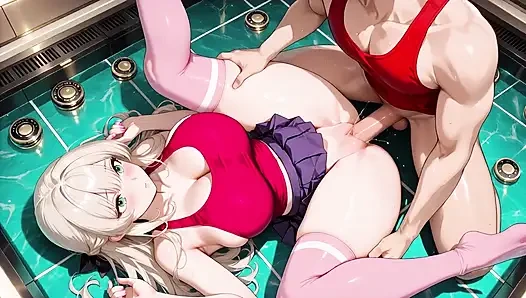 Platinum Blonde in Soaked Red Top Gets Pounded Until She Trembles and Squirts