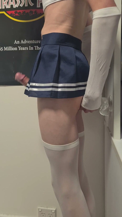 sailor cosplay femboy cums from anal masturbation