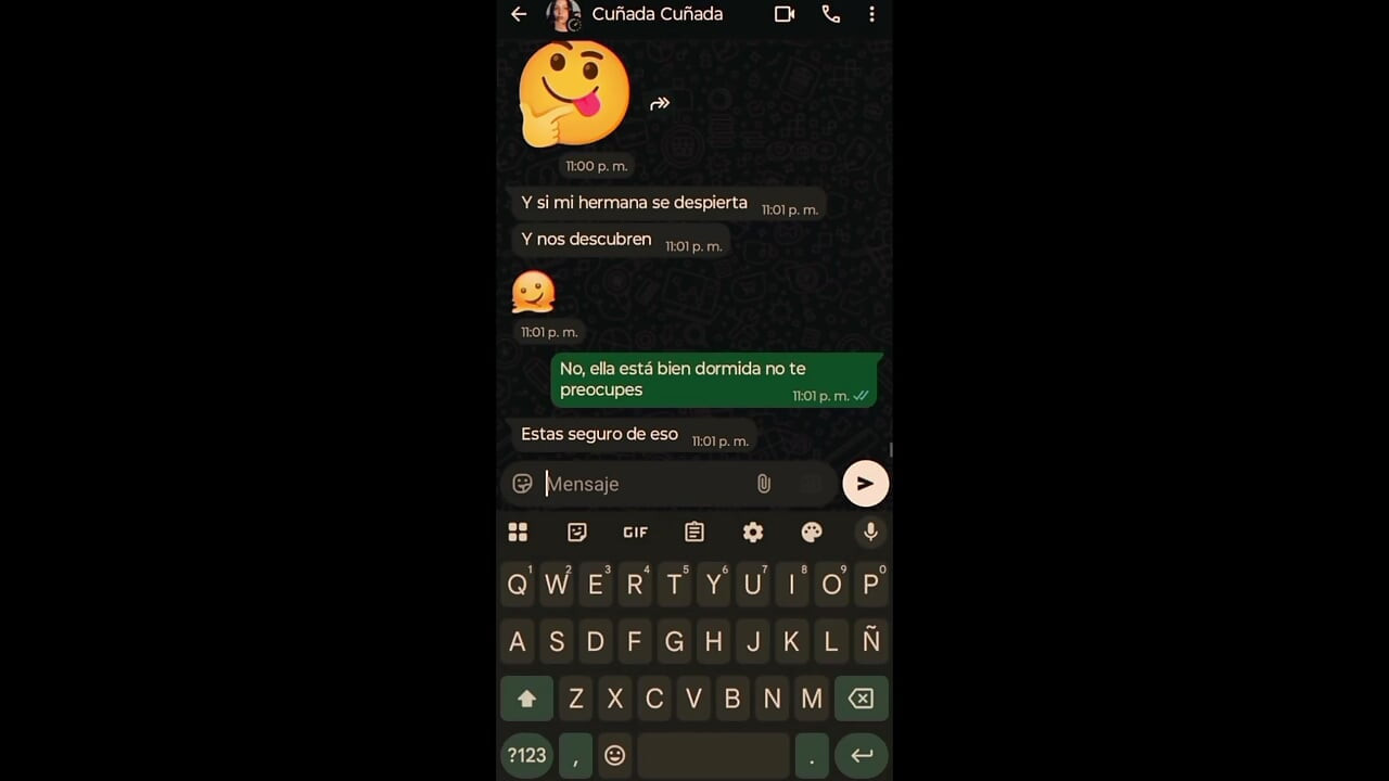 Le escribo a mi cuñada por mensajes y entrona su cuarto a mostrarle mi pene