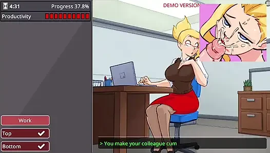 Office girl with big boobs and big ass barely working
