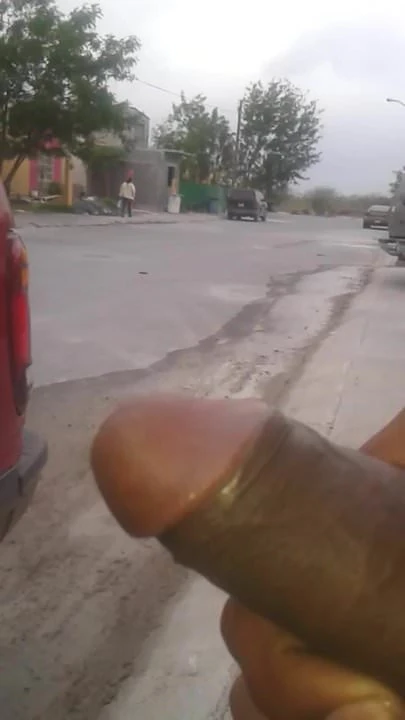 mostrando la verga en la calle