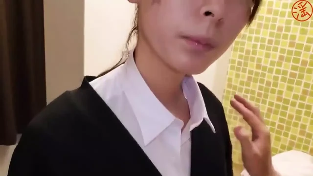 Shy Japanese babe gets horny in the hotel