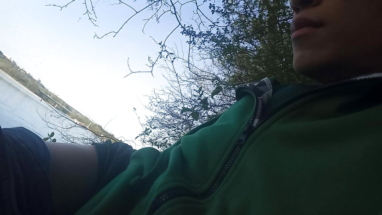 Jon Arteen gay twink's soft strokes risky outdoor, caught or not