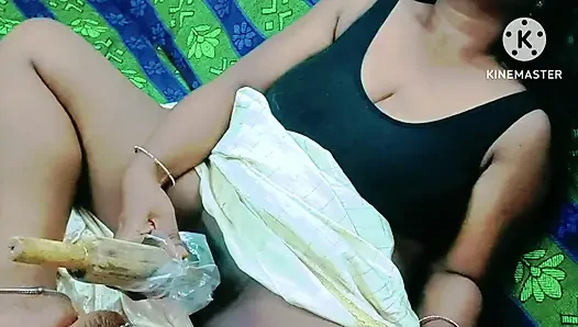 Tamil Teen horny girl solo masturbating with wooden roller stick - tamil dirty talk with loud moaning