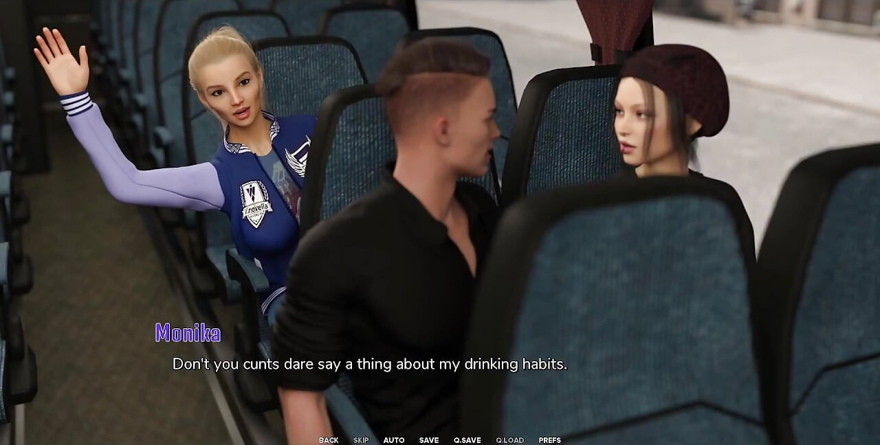 Taboo University - Hot Emo Girl Gives Me a Handjob Inside a Public Bus - 3D Porn Games
