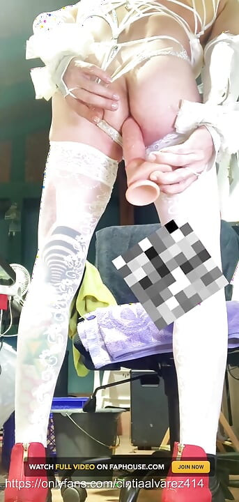 Shemale White Stocking Insert Anal Dildo