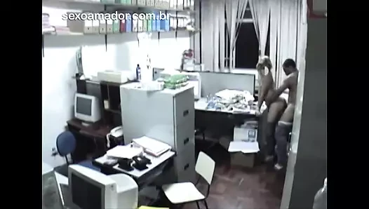 Horny employees having sex in the office after hours