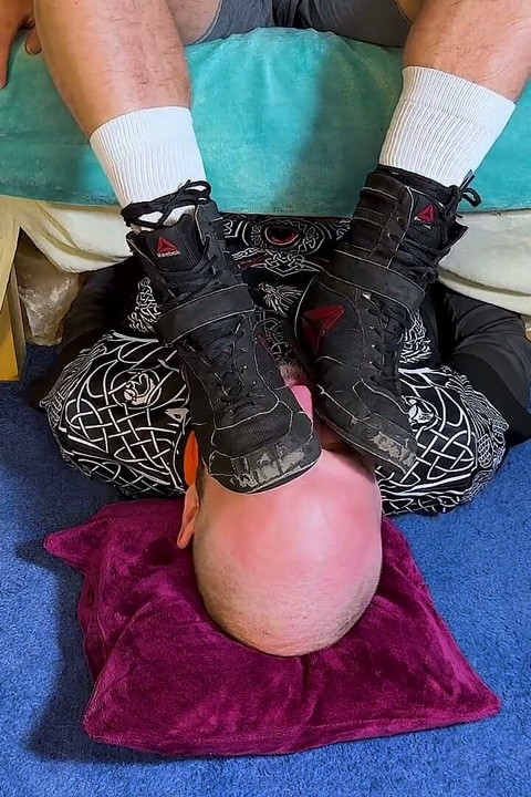 Unlaced Power Stripping Boxer Malek’s Boots for Sole Worship