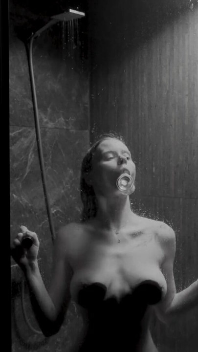 Steamy Shower Solo Scene (Dildo & POV) - Real Amateur B&W Artsy Tape | Clip 1