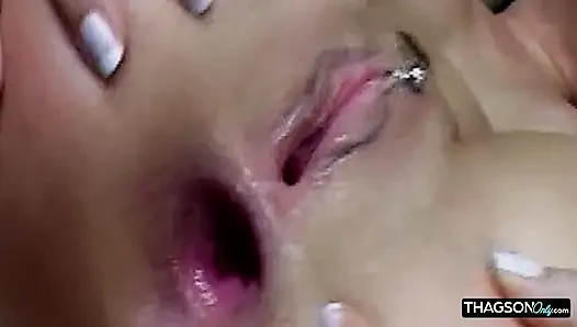 Mature Brunette's Ass Stretched Wide Dripping Cum Everywhere