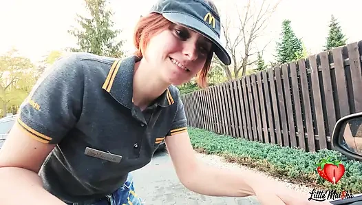 A McDonald's employee spilled Sprite on me. As punishment, she had to give me a blowjob and swallow it in the car.