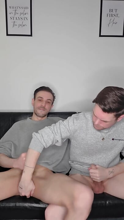 Hung Uncut Brotosh Lads Side by Side Masturbation
