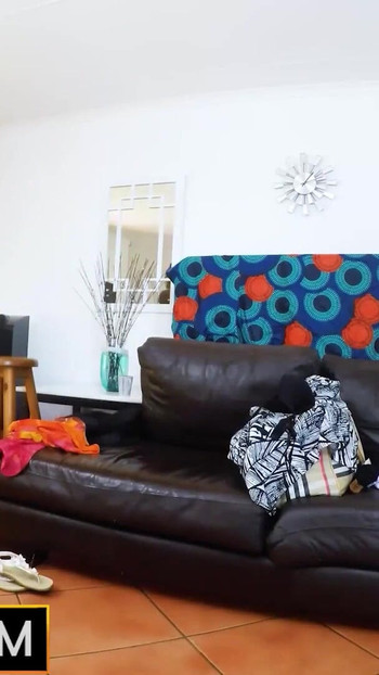 Epic moment from "Thick Busty Black Amateur Booked For Rough Face Fuck In Couch Casting"