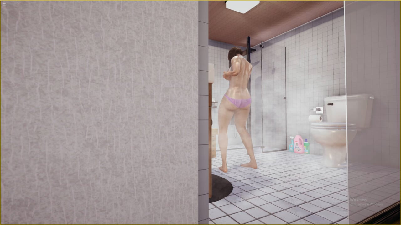 Stepson Jerking Cock While Watching Japanese Stepmom Masturbating Pussy In Bathroom