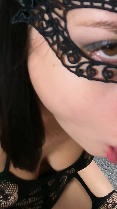 Emotional moment from "No Hands Blowjob from Amateur Milf. Pink lipstick, saliva, and She almost choked."