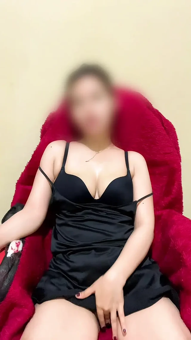 Horny Woman in Black Bra Spreads Legs Wide and Fingers Her Wet Pussy