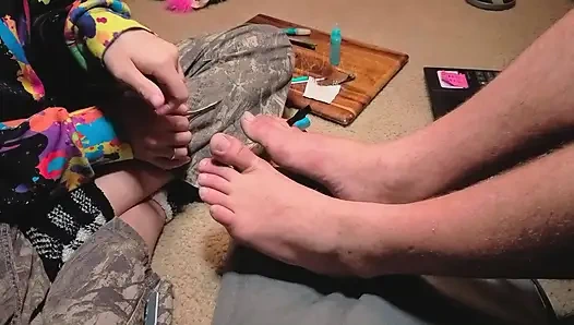 Melody Gives Her Master a Pedicure