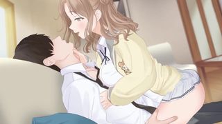 Gorąca suka anime jeździ na tobie podczas całowania