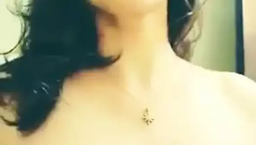 Hot Indian wife squeezing her boobs