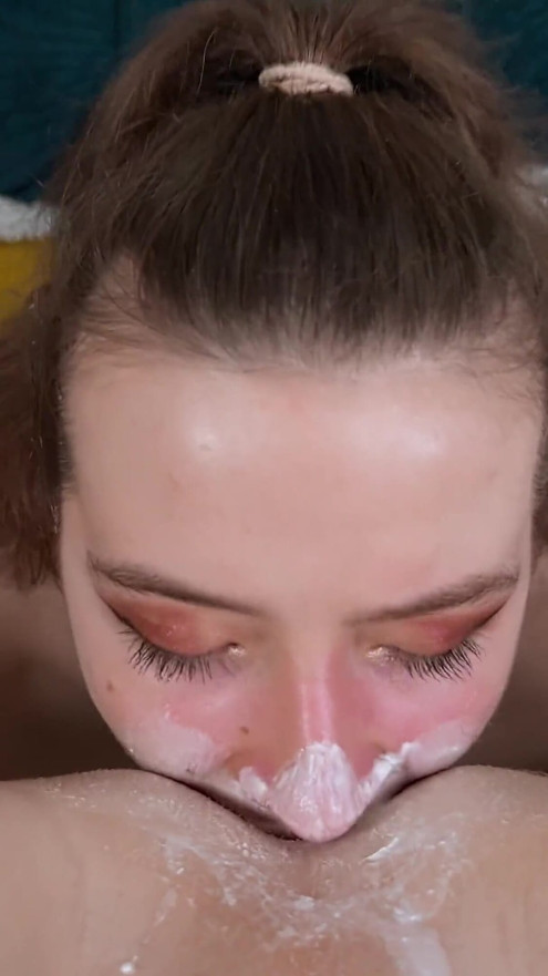 Ritzy Rain Licks Her Master's Ass with Whipped Cream - Rimjob From a Submissive Slut in POV Close-up