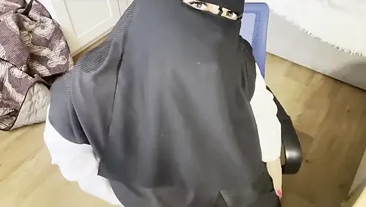 A Turkish Woman with Beautiful Eyes in a Hijab Masturbates in Pantyhose