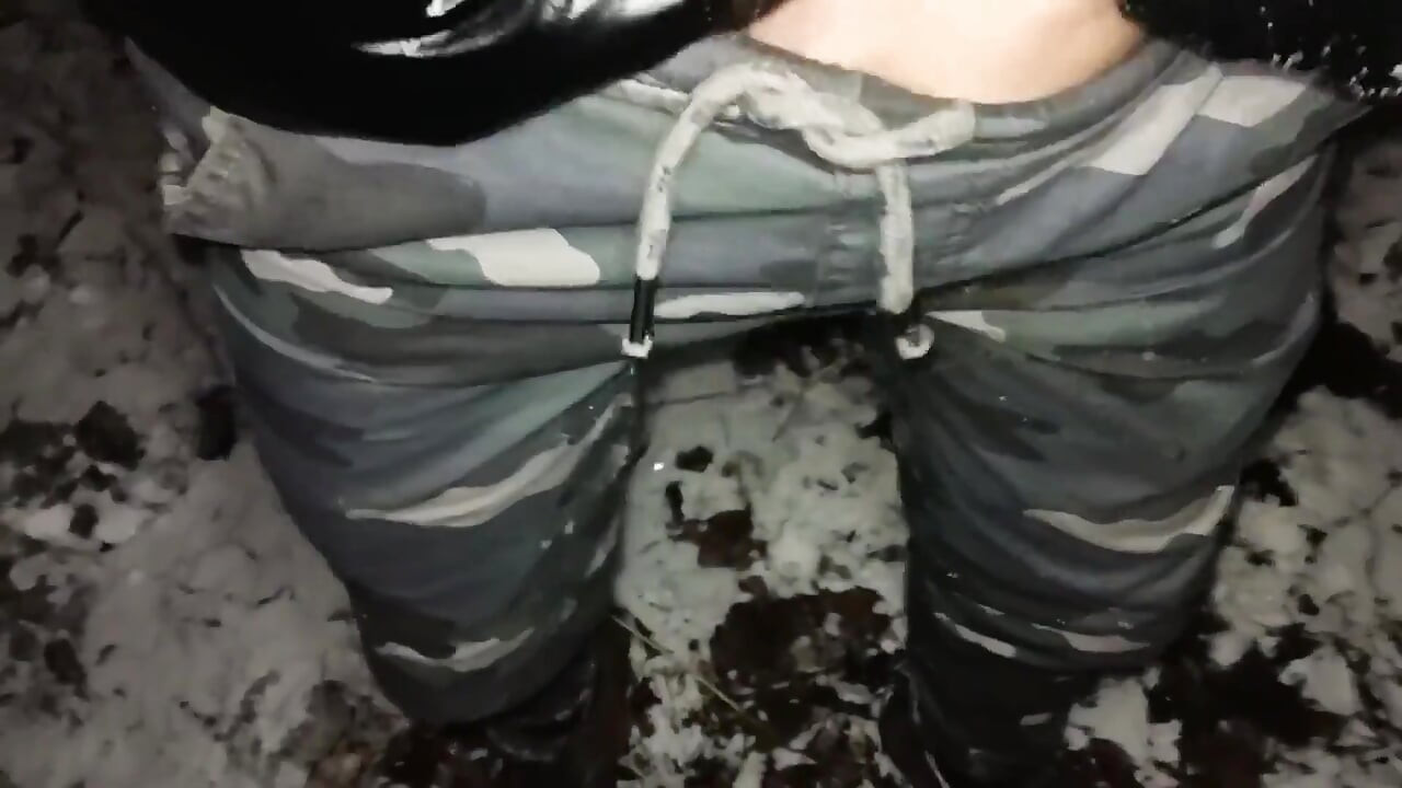 Touching Snow with Cock, Pee and Cum in Snow