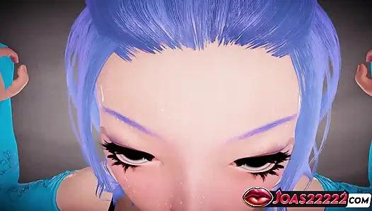 Mavi saçlı ıslak anime kızı mükemmel götlü domaltmalı bakış açısı ve yerdeki misyoner döllemeyle biten brighid