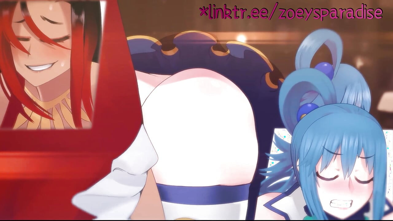 Futanari fucks a beautiful young woman with blue hair so hard it drives her crazy