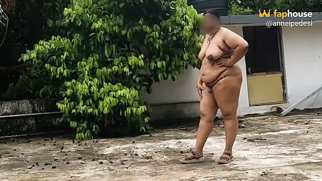 Naughty Nudist From India Relaxing Outdoor Naked, Eating Fresh Fruit and Enjoying It