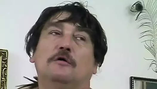 Blonde beauty straddles fat dudes shaft with her tight wet pussy