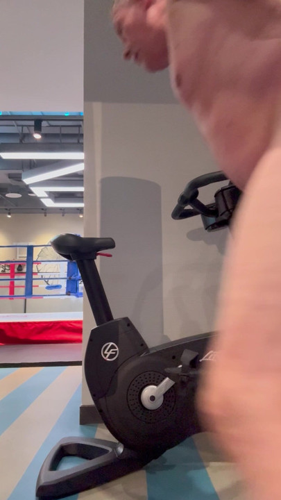 Naked workout public bike