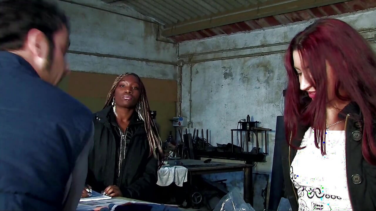 Redhead babe and her ebony friend get anally fucked in foursome