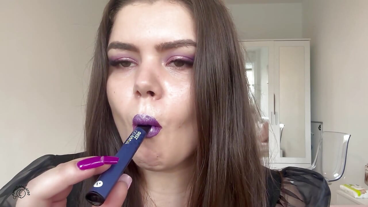Purple Lipstick Purple Nails Smoking Babe