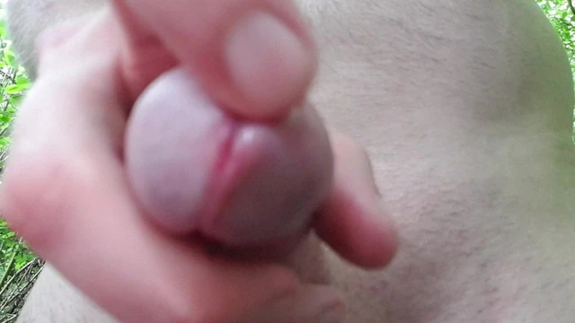 Naked wanking in the woods
