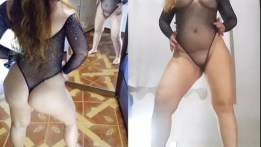 Mirelladelicia, probiert neue sexy kleider, striptease und exhibitionismus