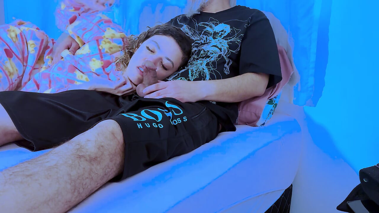 Stepdaughter ends up giving a blowjob until her mouth is full of cum.