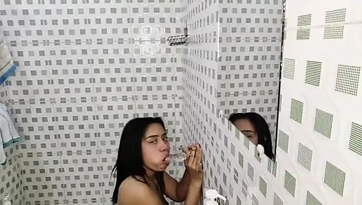 Slut gets fucked, in her stepbrother's bathroom secretly