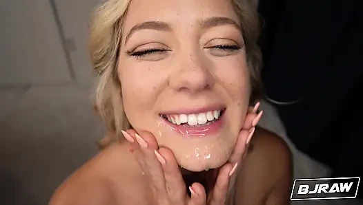 BJRAW River Lynn получает камшот на лицо, который она ждала