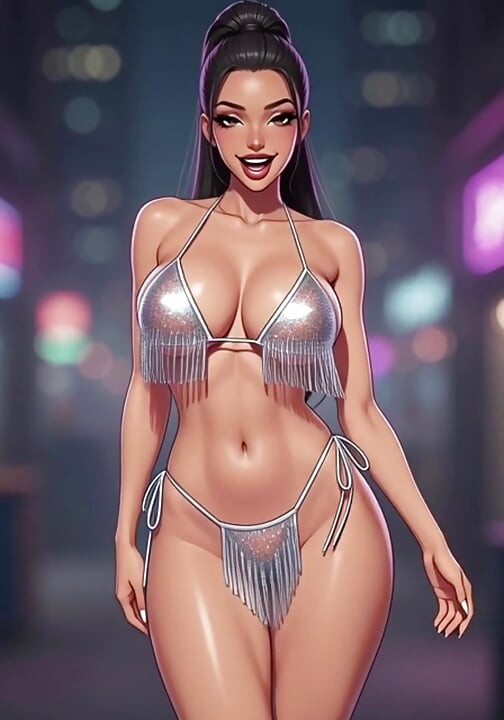 Anime and teasing with pool noodle strip dirty talking virtual sex