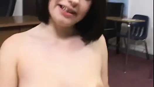 Teen College Girl Handjob and Makes Big Cock Cum on Nice Tits