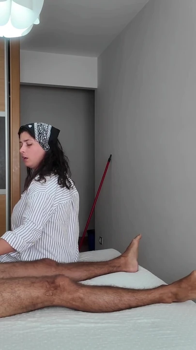 Powerful moment from "I Jerk off in front of the Cleaning Lady at the Hotel"