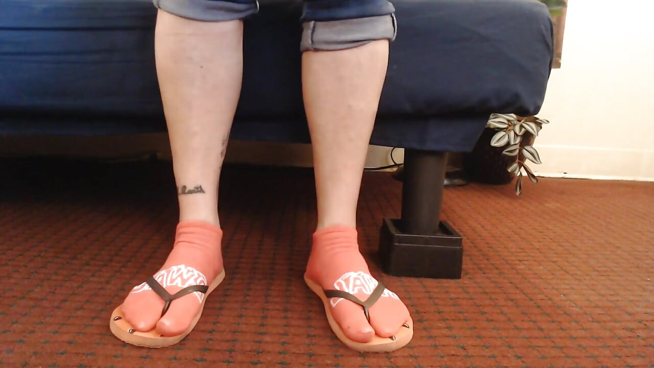 Arbuz czerwony flipflops czerwone skarpetki na kostkę