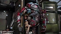 Deathtrap Fickes gaige in a porta potty mit seinem massiven robo-schwanz